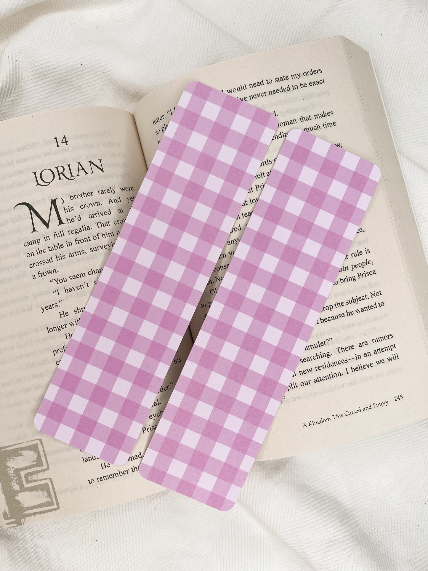 Pink Hydrangea & Gingham Bookmarks