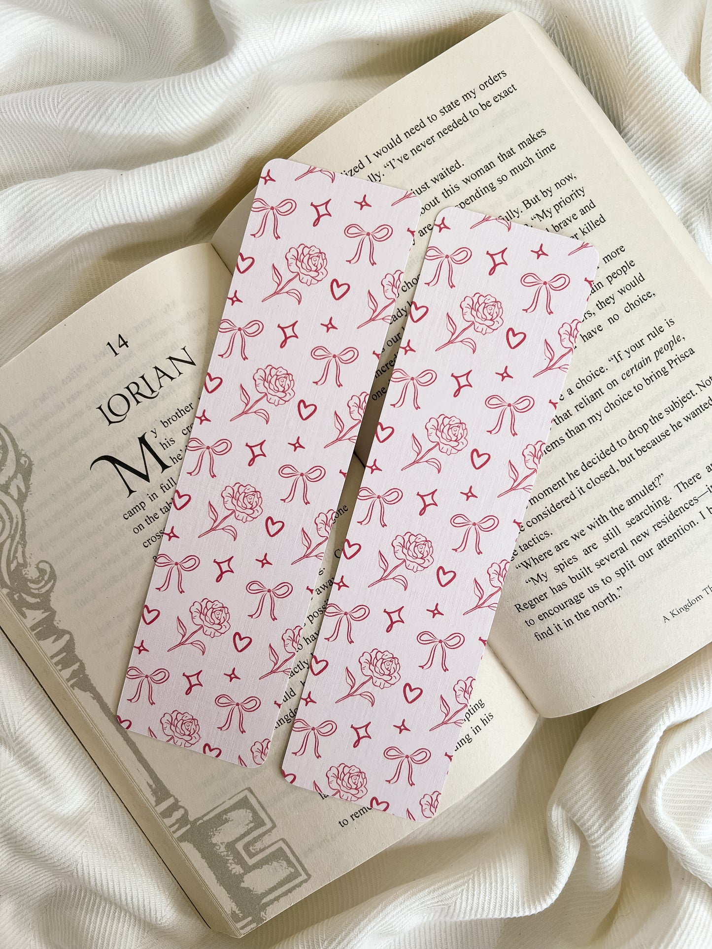 Pink Bow and Roses Bookmark