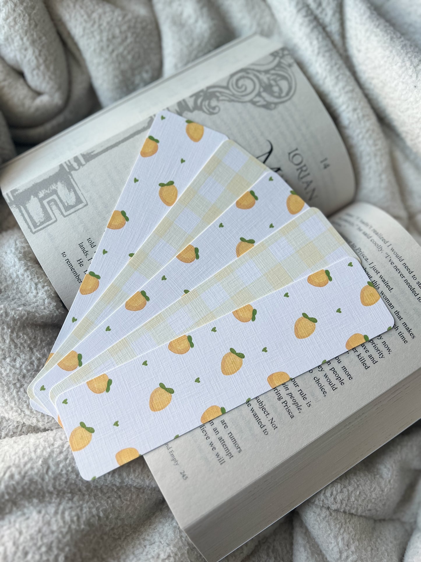 Soft Lemon & Gingham Bookmarks