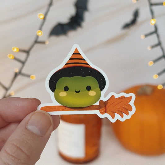 Witch Froggo Die Cut Waterproof Sticker