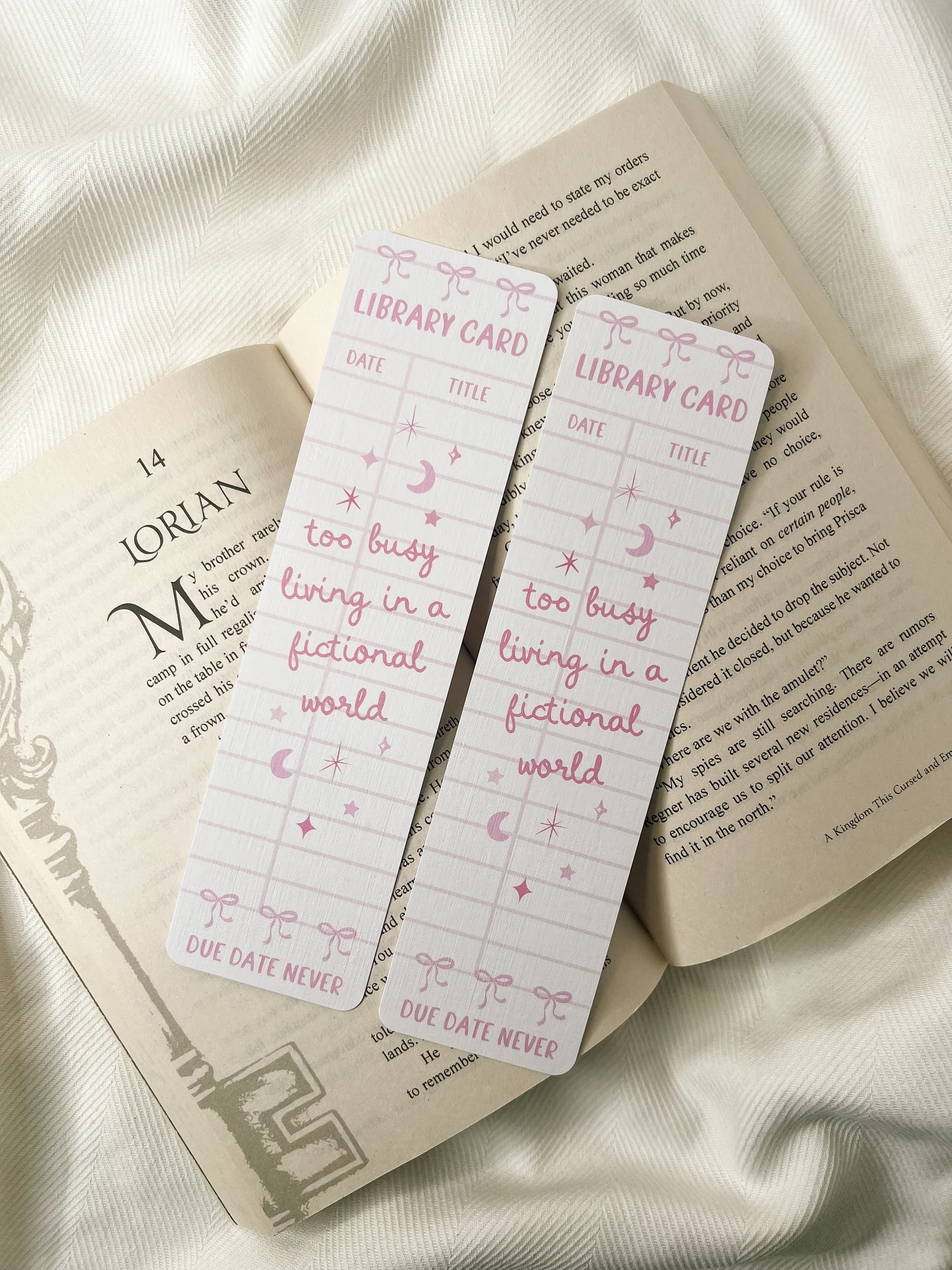 Pink Library Card Bookmark