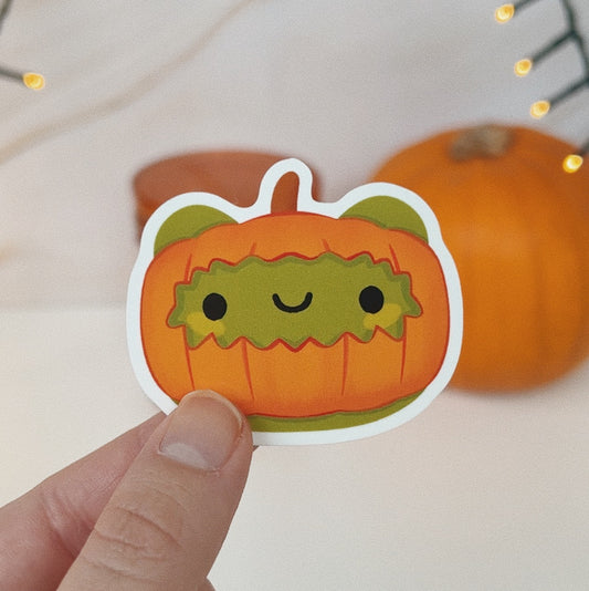 Pumpkin Froggo Die Cut Waterproof Sticker