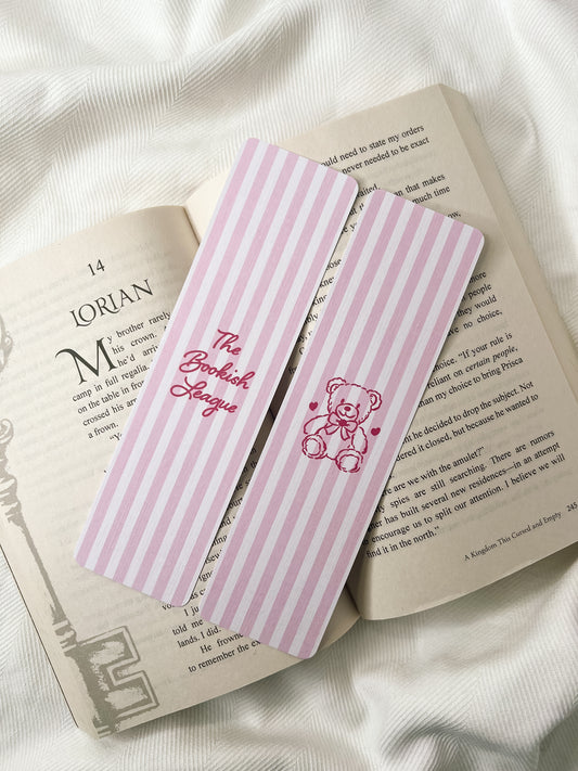 Pink Teddy Bear & Stripes Bookmarks
