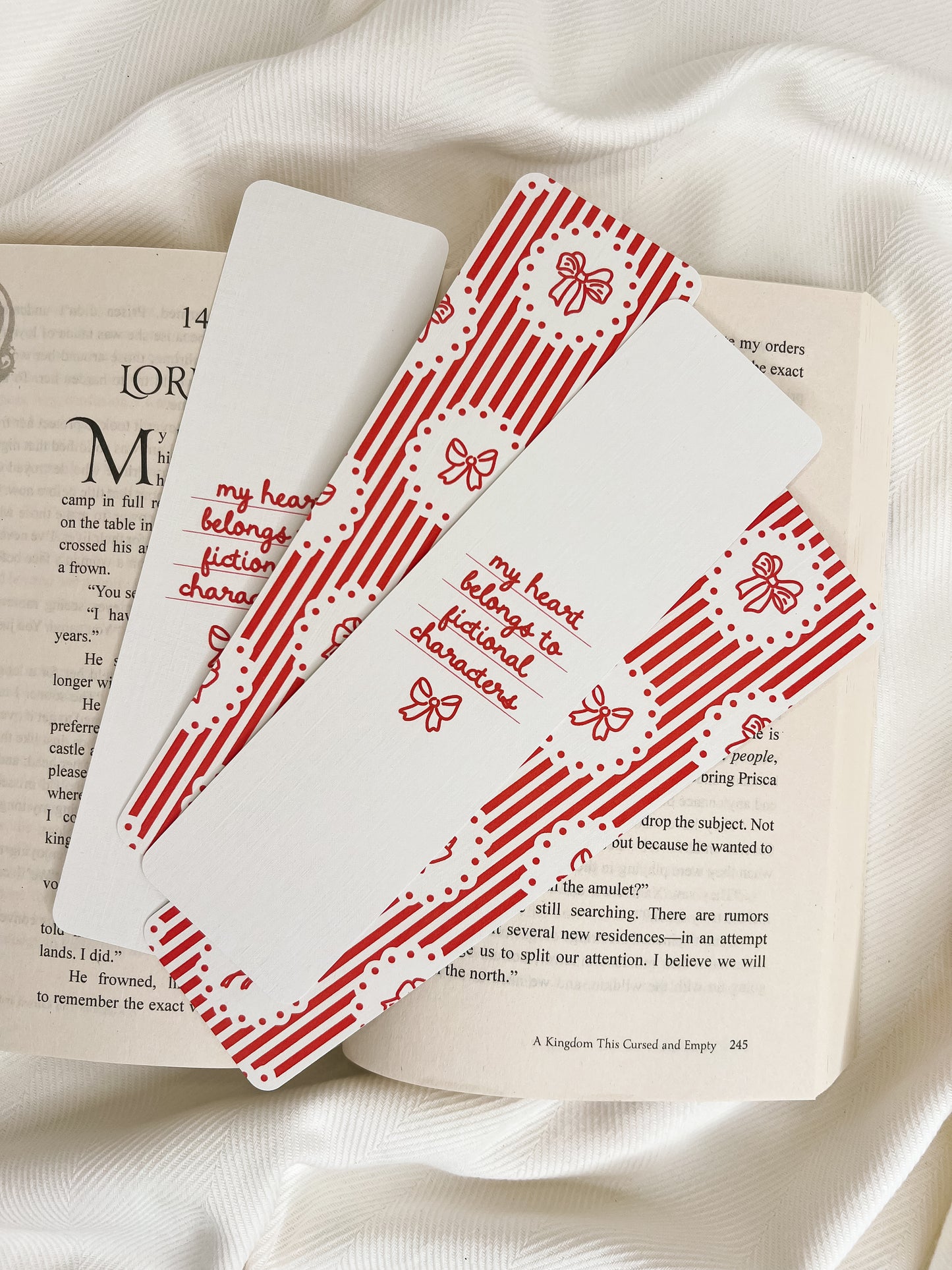 My Heart Belongs to Fictional Characters & Bow Bookmarks