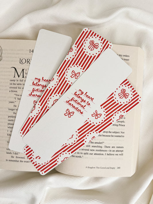 My Heart Belongs to Fictional Characters & Bow Bookmarks
