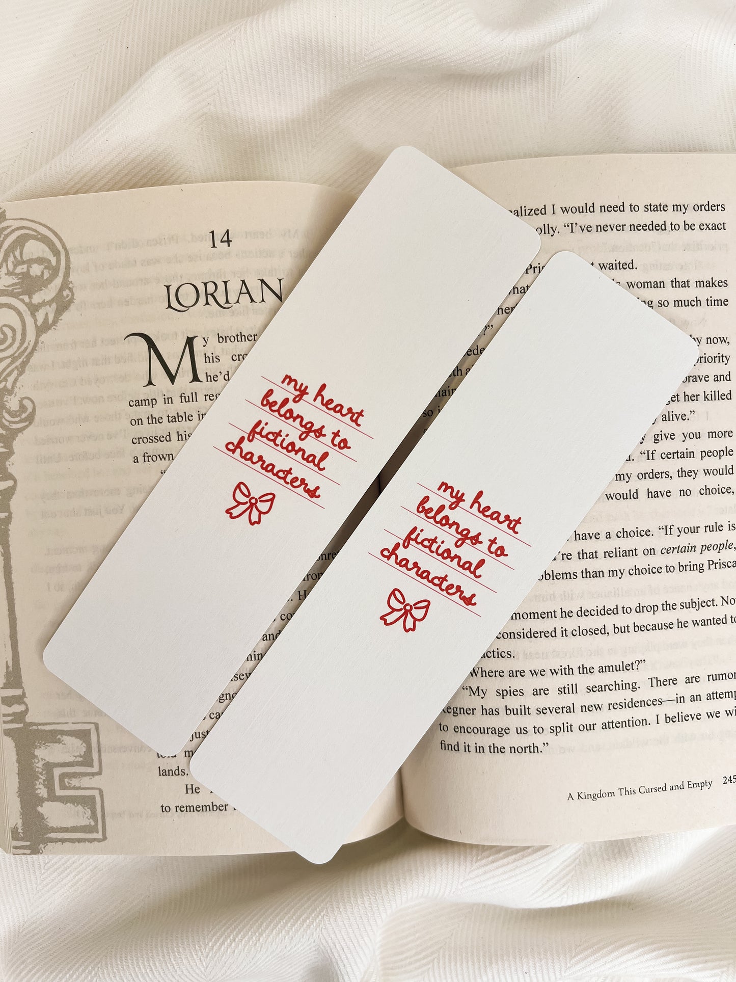 My Heart Belongs to Fictional Characters & Bow Bookmarks