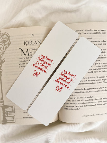 My Heart Belongs to Fictional Characters & Bow Bookmarks