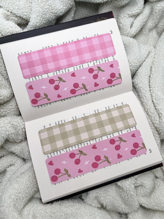 Pink Cherry & Gingham Bookmarks