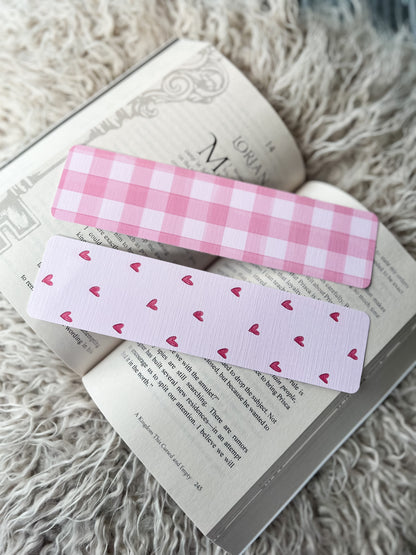 Pink Hearts & Gingham Bookmarks