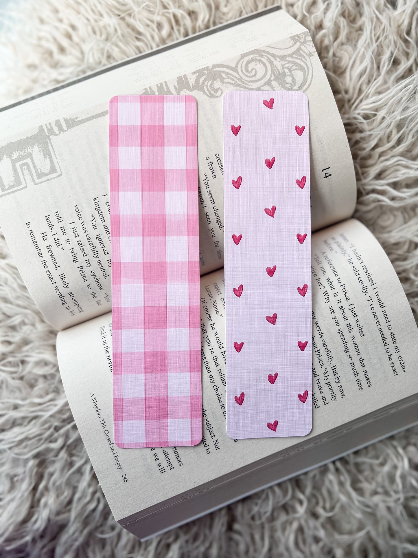 Pink Hearts & Gingham Bookmarks