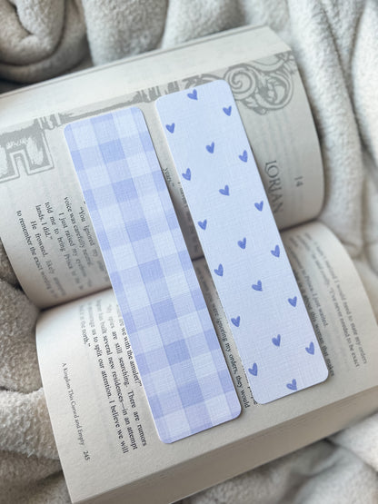 Lilac Hearts & Gingham Bookmarks