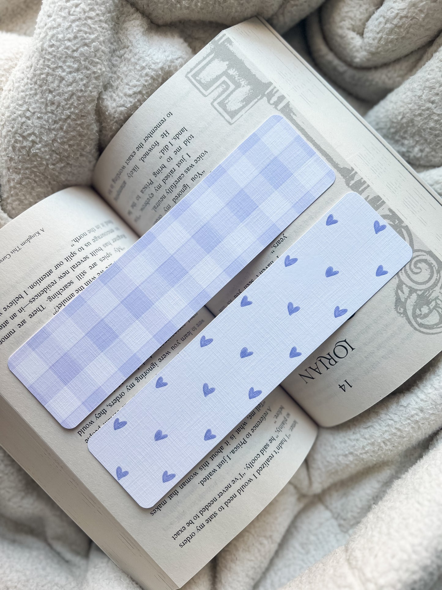 Lilac Hearts & Gingham Bookmarks