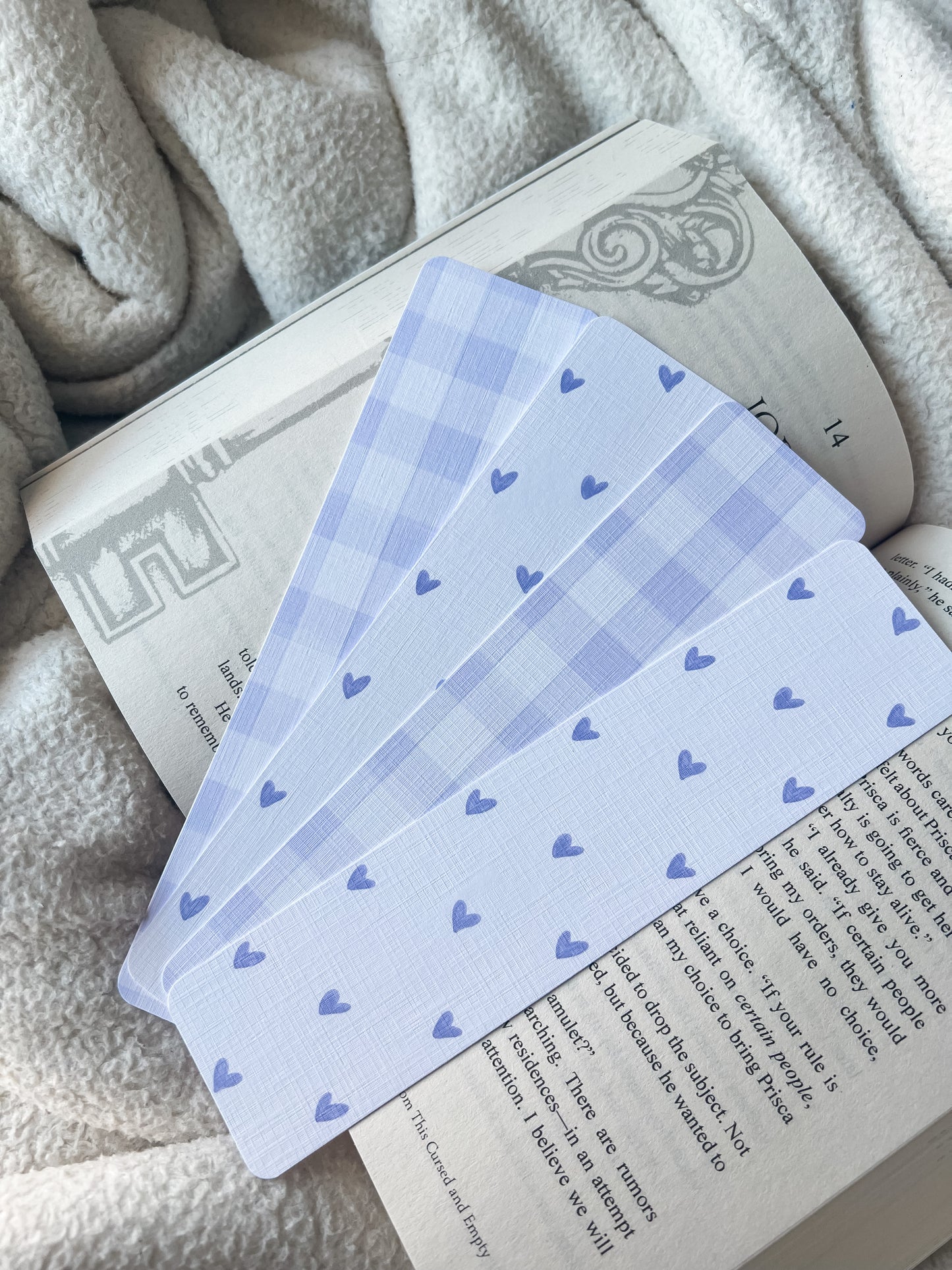 Lilac Hearts & Gingham Bookmarks