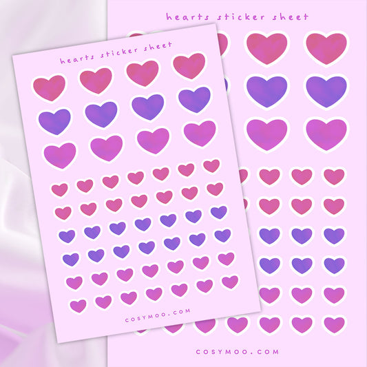 Hearts Planner Sticker Sheet