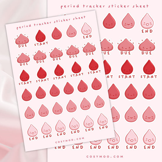 Period Tracker Planner Sticker Sheet