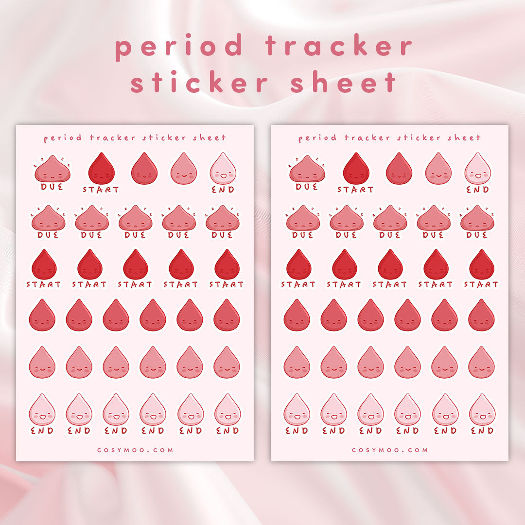 Period Tracker Planner Sticker Sheet