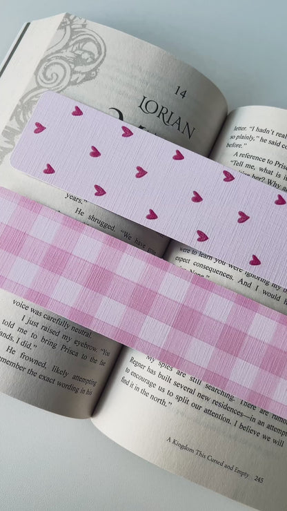 Pink Hearts & Gingham Bookmarks