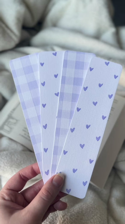 Lilac Hearts & Gingham Bookmarks